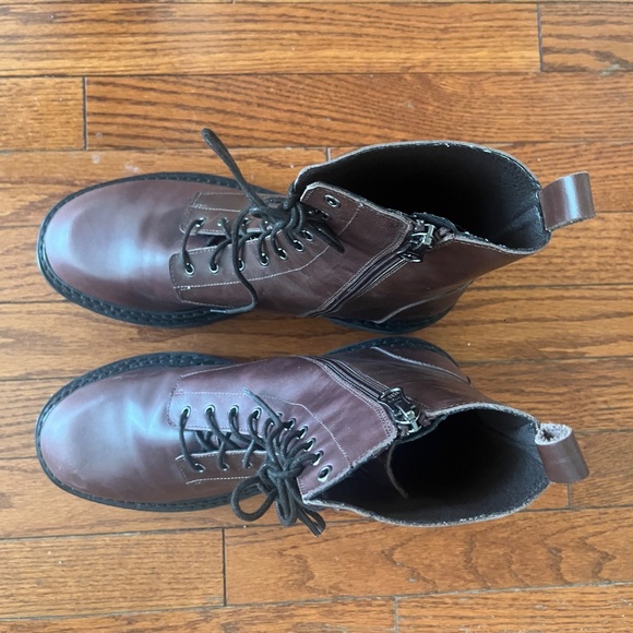 Brown/Burgundy Combat Boots - size 10 - Picture 3 of 5